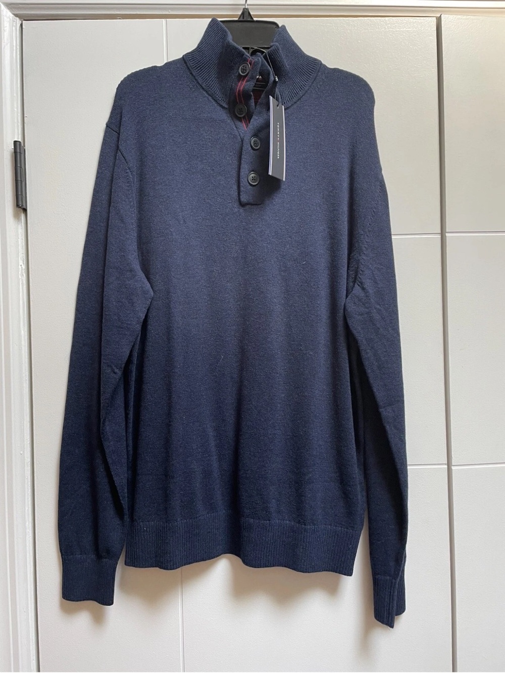Tommy Hilfiger Men’s Navy Sweater Sz M Pima Cotton Cashmere NEW